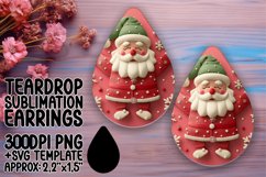 Winter 3D Santa Claus Teardrop Earrings Sublimation Product Image 1