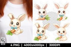 Cute Bunny with Carrot Clipart Sublimation PNG Product Image 1