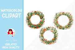 Watercolor Cactus Frame Clipart Product Image 1