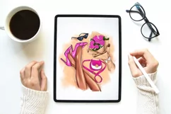 Fashion illustration, foot shoes art instant download Product Image 5