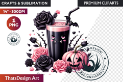 Pastel Goth Halloween Drinks - Kawaii Spooky Clipart PNG Product Image 1