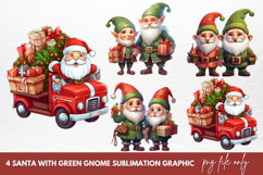 Santa With Green Gnome Sublimation Clipart Product Image 1