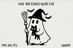 Cute Line Art Doodle Ghost Clipart | Halloween PNG SVG EPS Product Image 1