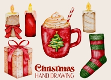 Christmas clipart watercolor hand drawing 35 png file Product Image 6