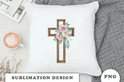 Watercolor Floral cross Png clipart Product Image 7