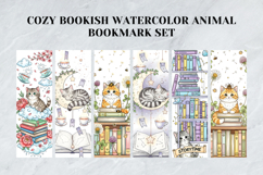 Cozy Bookish Whiskers Bookmark Set,Watercolor Reading Animal Product Image 7
