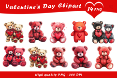 Valentine Teddy Bears Clipart PNG Product Image 1