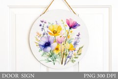 Flowers Door Sign Design. Wildflowers Door Sign Sublimation Product Image 1