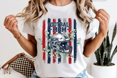 Striped Football Mom PNG, Distressed Helmet Floral Sublimati Product Image 6