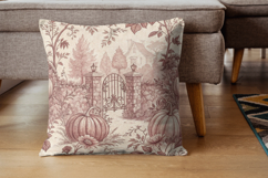 Dusty Rose Pumpkin Patch Toile Paper, Seamless Watercolor Product Image 7