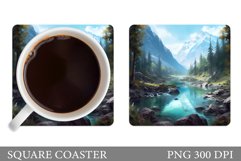 3D River Coaster Design. 3D Mountains Coaster Sublimation Product Image 1