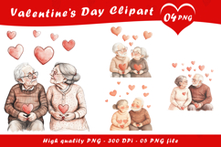 Valentine Day Elderly Couple Clipart PNG Product Image 1