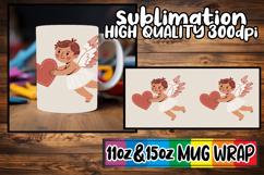 Glowing hearts 11oz 15oz mug wrap, Cupid Product Image 1