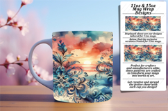 Sophisticated 15oz Mug Wrap Png , Watercolor Patter Product Image 1