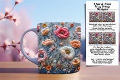 Floral Embroidery Mug Design - Sublimation 11oz 15oz Product Image 1