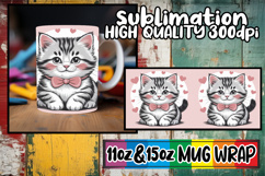 Sunshine bliss sublimation mug wrap, Valentines Cat Product Image 1
