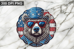Bear Wind Spinner Sublimation -4Th Of July wind spinner PNG Product Image 1