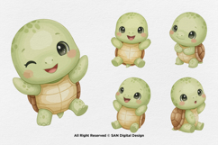 15 Bundle Watercolor Cute Turtle Baby Turtle Ocean Wildlife Product Image 7