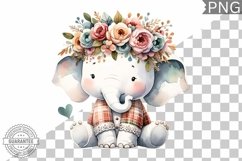 Floral Crown Elephant Sublimation - Clipart Bundle Product Image 8