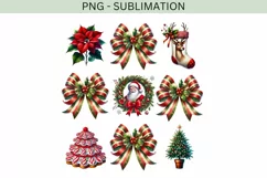 Preppy Coquette Christmas PNG | Red Green Bow Design Product Image 3