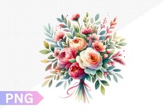 Wedding Floral Bouquet Sublimation - Clipart PNG Design Product Image 1