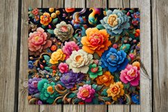 Flowers, black background | folk tumbler Sublimation designs Product Image 7