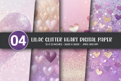 Lilac Glitter Heart Digital Paper Product Image 1