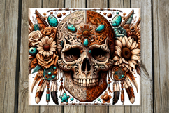 Western skull | straight skinny tumbler sublimation design 2 Product Image 3