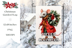 Cartoon Christmas Mouse Garden Flag Sublimation Product Image 1
