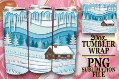 Blissful Sublimation 20oz tumbler wrap, Winter Product Image 1