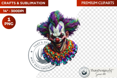Horrific Evil Clown Clipart - Halloween Creepy Circus PNG G Product Image 1