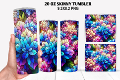 Flower Skinny Tumbler 20oz Wrap Design, Flowers Tumble PNG Product Image 1