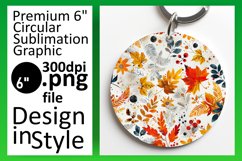 Warm Autumn Watercolor Round Design for Fall Keychain Product Image 1