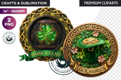 Saint Patrick Clipart Celtic Irish PNG round coaster Product Image 1
