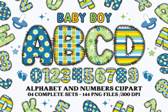 Baby Boy Digital Papers, Baby Boy doodle letters Product Image 2