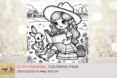 Farmgirl Coloring Pages for Kids: Summer Farm Life png Product Image 1