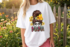 Mama Messy Bun PNG sublimation | Mother's Day PNG T-Shirt Product Image 5