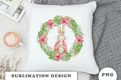 Rabbit and Tropical Floral wreath PNG Product Image 7