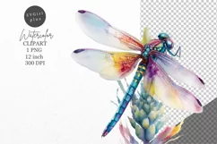 Dragonfly clipart, Flower clipart, Summer clipart Product Image 1