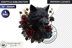 Floral Wolf Fantasy clipart, Botanical Wildlife Graphics PNG Product Image 1