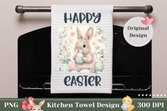 Happy Easter Towel Template, Cute Easter Bunny PNG Product Image 1