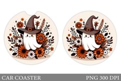 Cute Ghost Car Coaster Design. Halloween Car Coaster Product Image 1