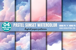 Pastel Sunset Watercolor Background Bundle PNG Product Image 8