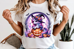 Halloween Unicorn Witch PNG, Magic Wand Sublimation Design Product Image 6