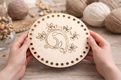 Round basket base with flowers ornament digital file crochet Product Image 7