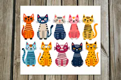 Colorful Cats | 4 Skinny tumbler sublimation designs PL2 Product Image 3