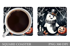 Cute Ghost Coaster Design. Halloween Coaster Sublimation Product Image 1