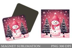 Christmas Snowman Magnet. Cute Snowman Magnet Sublimation Product Image 1