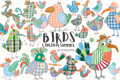 Gingham Summer Birds Clipart Product Image 1