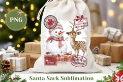 Snowman Santa Sack Sublimation, Cozy Winter Gift Bag Design Product Image 1
